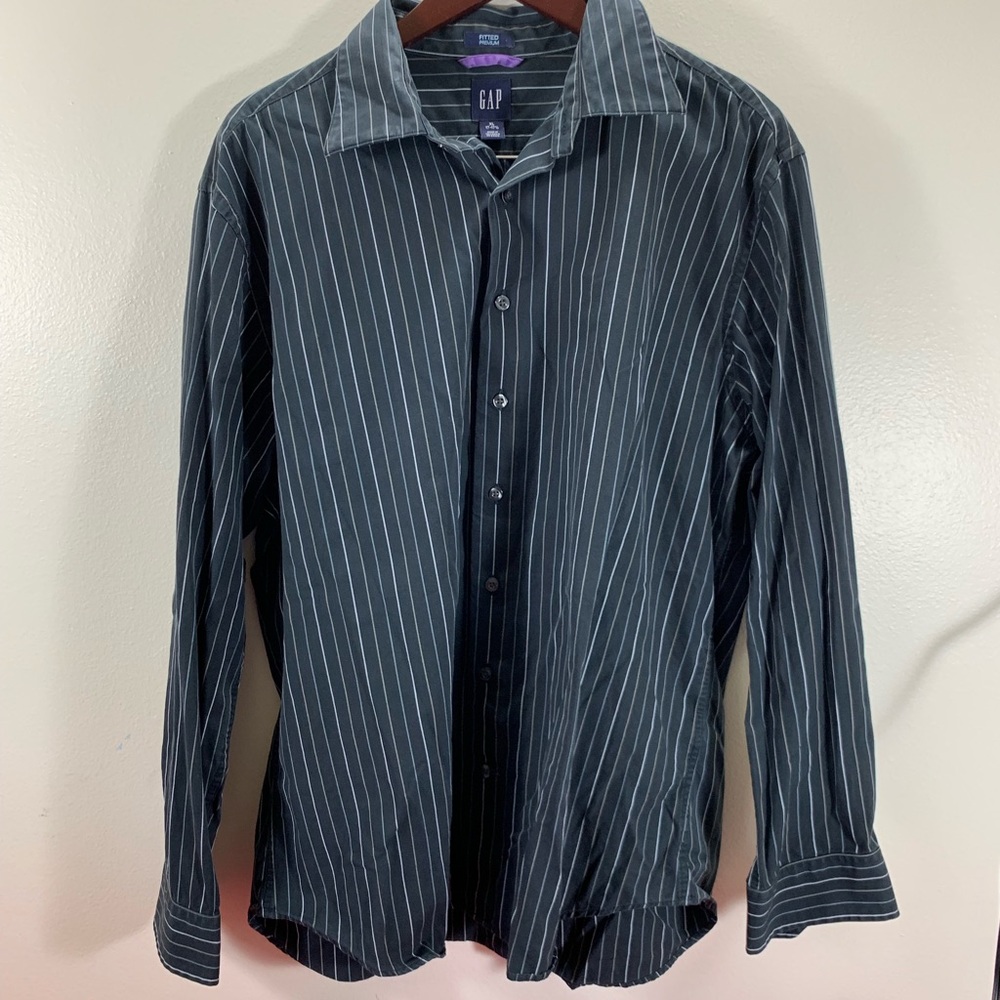 Gap Men’s Black Striped Dress Shirt XL